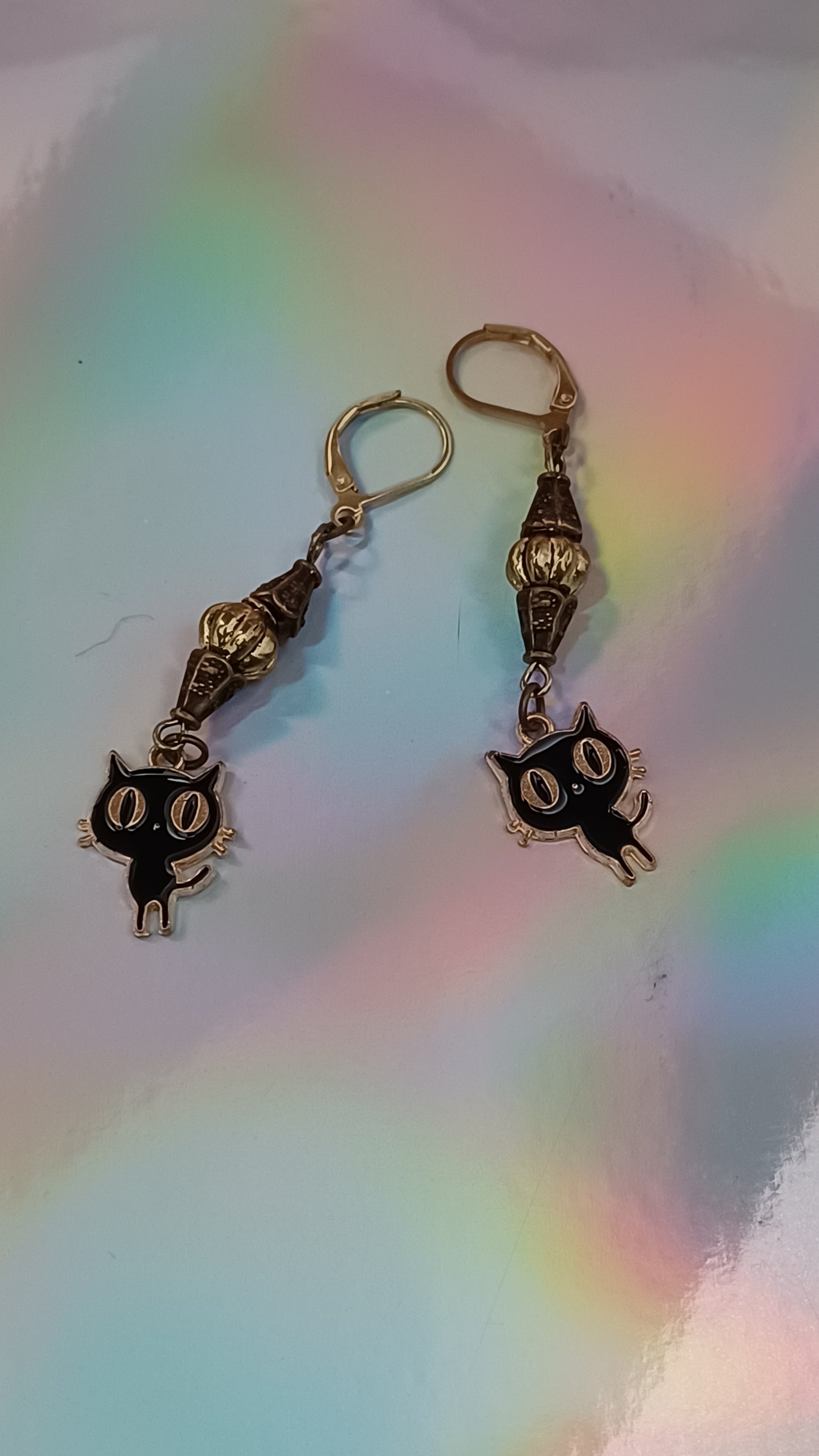 Dangle Black Kitten Earrings