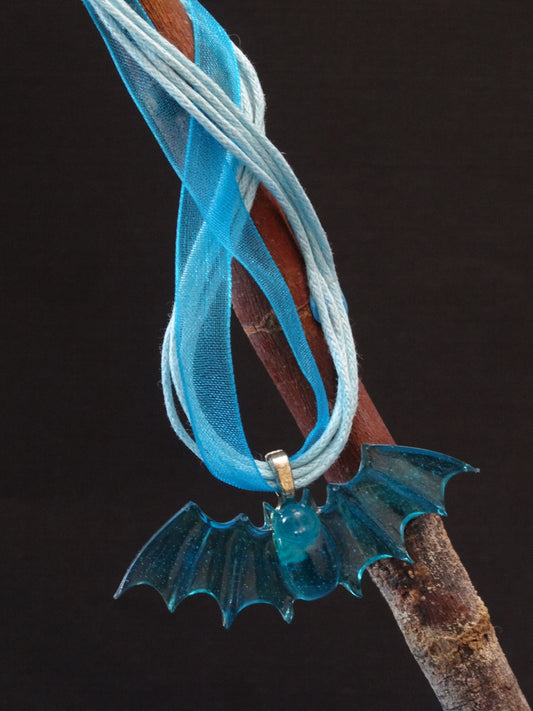 Blue Bat Ribbon Necklace