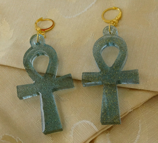 Glitter Ankh Earrings