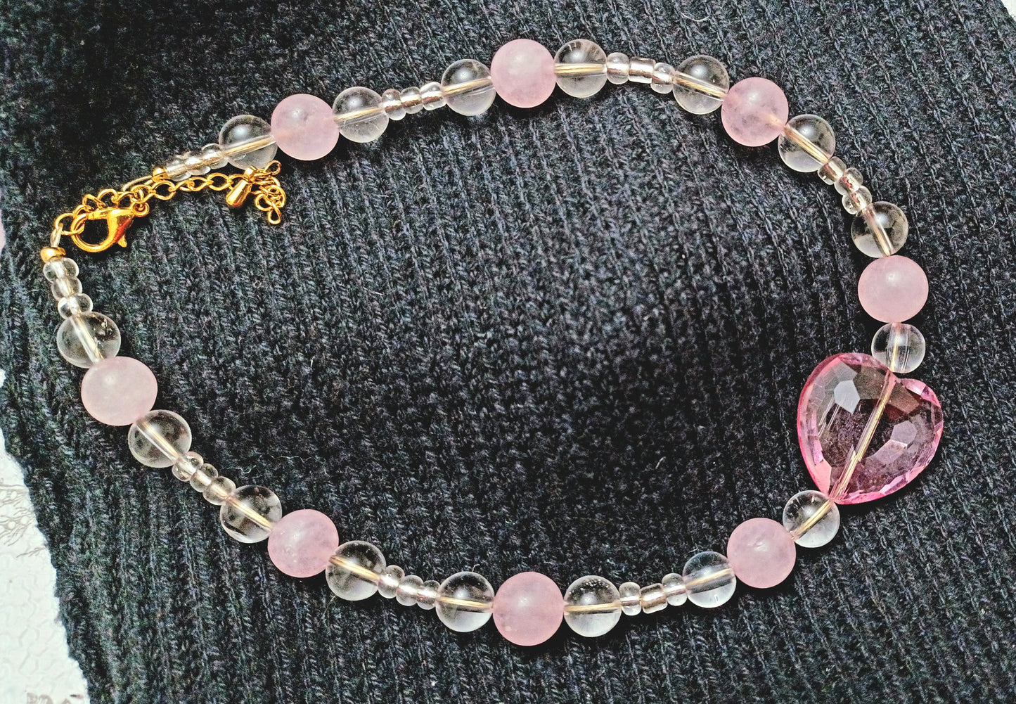 Crystal and Stone Bracelet/Anklet (Heart)